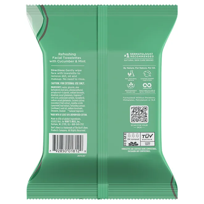 Facial Cleansing Towelettes with Cucumber & Mint - Image 2