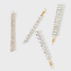 Alternative view of Metal Rhinestone Bobby Pins, Gold
