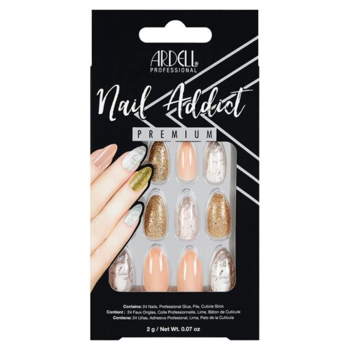 Nail Addict Premium Nail Set - Pink Marble & Gold