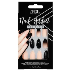 Nail Addict Premium Artificial Nail Set, Black Stud & Pink Ombré, 24pc
