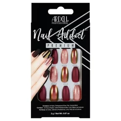Nail Addict Premium Artificial Nail Set, Red Cateye Long Coffin, 24pc