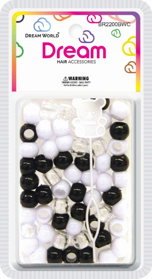 Hair Beads - Black / White / Clear
