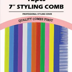 7in Styling Combs - Assorted Colors, 12ct
