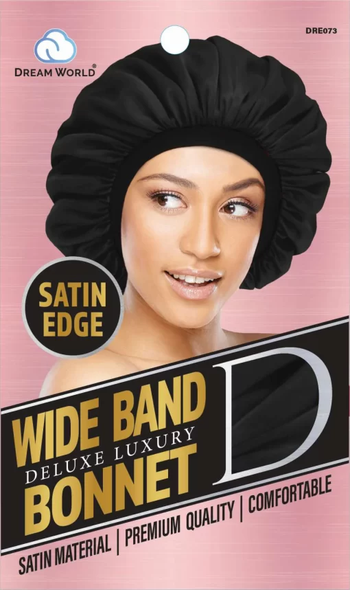 Wide Band Bonnet, Satin Edge - Black