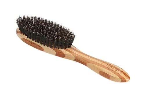 876S Striped Bamboo | Full Oval Hairbrush with Firm Natural Bristles