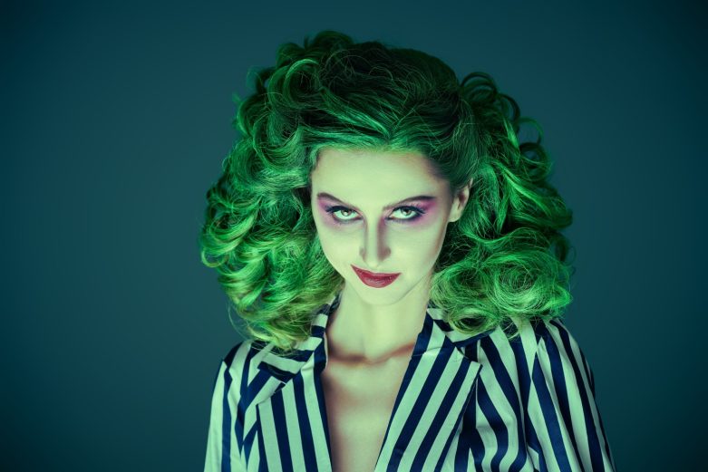 zombie green makeup woman