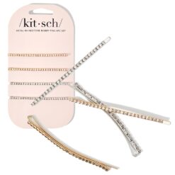 Alternative view of Metal Rhinestone Extra Long Bobby Pins Set Gold & Silver