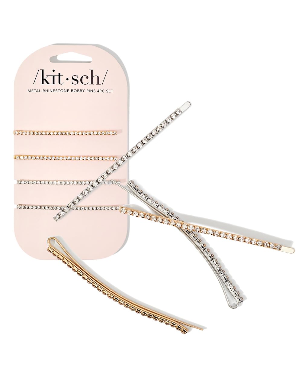 Metal Rhinestone Extra Long Bobby Pins Set Gold & Silver - Image 2