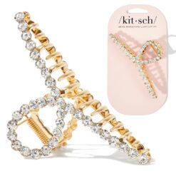 Alternative view of Metal Rhinestone Loop Claw Clip Gold