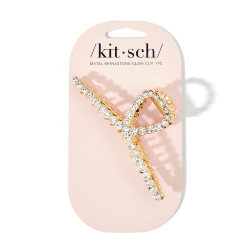 Metal Rhinestone Loop Claw Clip Gold