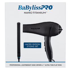 Nano Titanium Ionic Hair Dryer & 1" Ultra-Thin Flat Iron Set - Matte Black