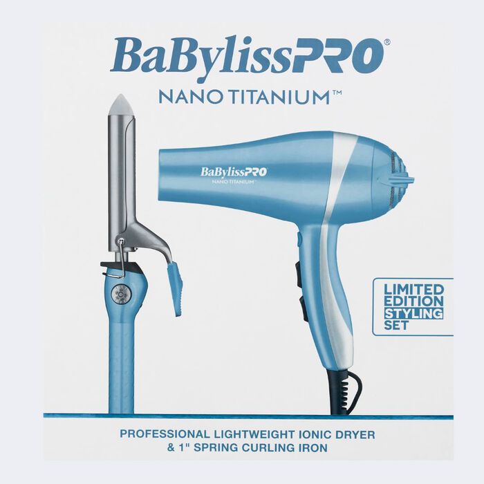 Nano Titanium Lightweight Ionic Hair Dryer & 1" Spring Curling Iron