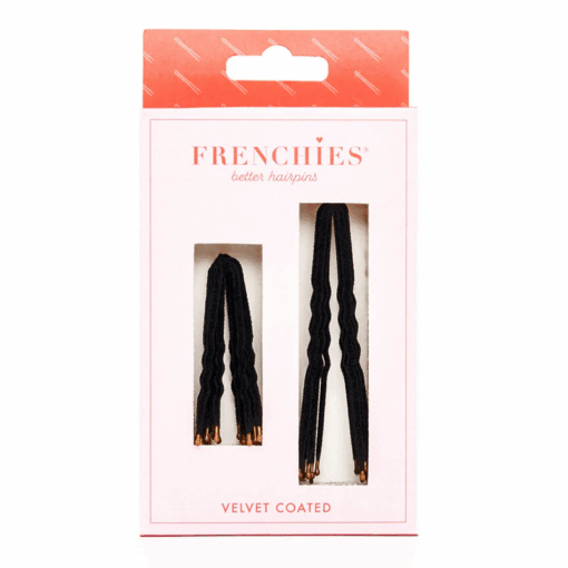 Frenchies Flocked Black Velvet Hairpins