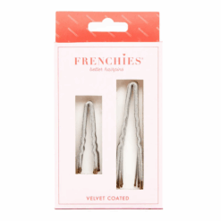 Frenchies Flocked Grey Velvet Hairpins