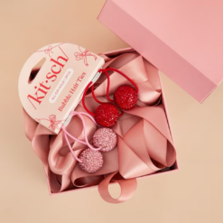 Alternative view of Bubble Hair Tie 2 Piece Set - Red + Pink