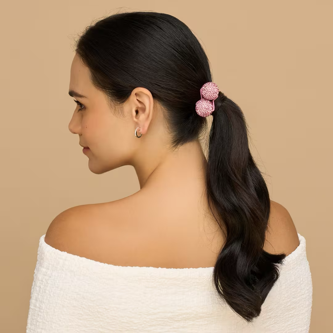 Bubble Hair Tie 2 Piece Set - Red + Pink - Image 4