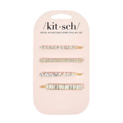 Metal Rhinestone Bobby Pins, Gold