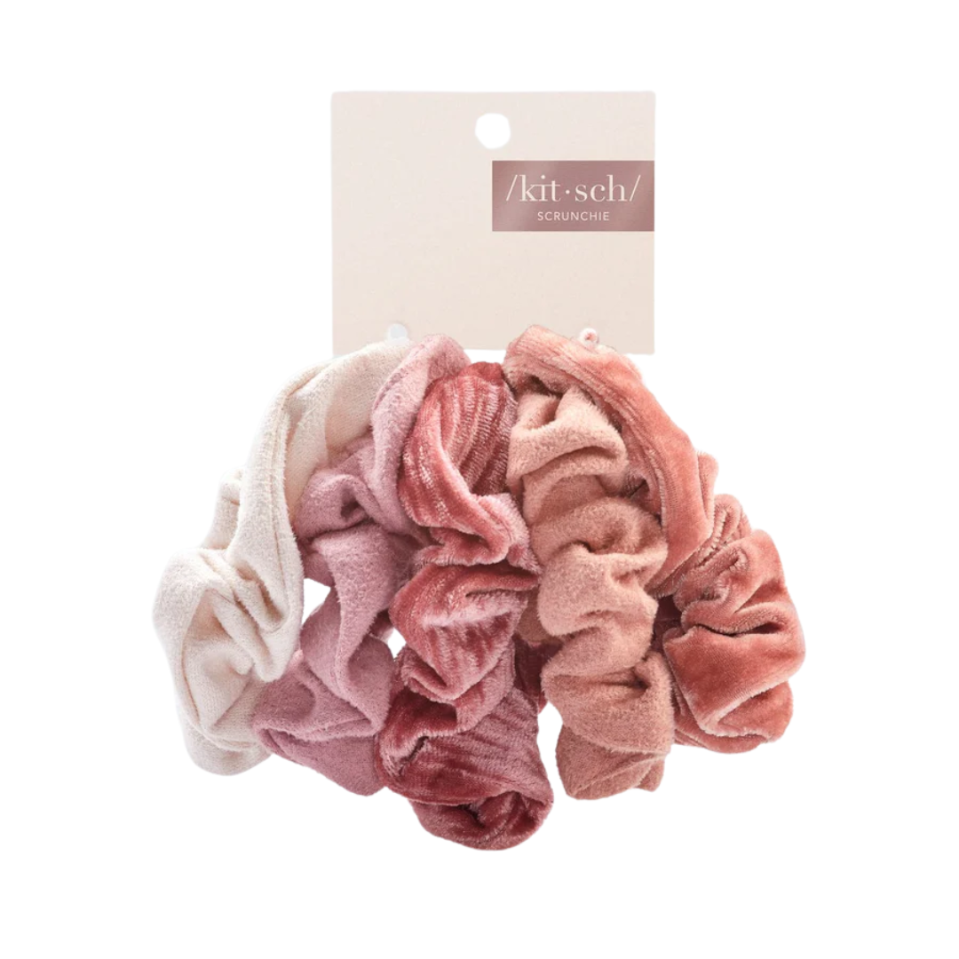 Blush & Mauve Velvet Scrunchies 5pc Set