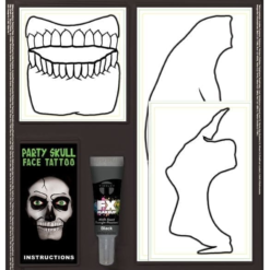 Alternative view of Face Tattoo Kit – Party Skull, White