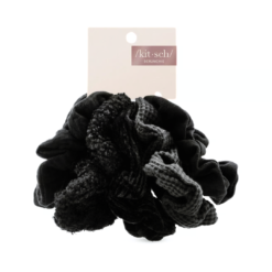 Assorted Textured Scrunchies - Black