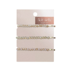 Beaded Metal Bobby Pins - Blush/Mauve