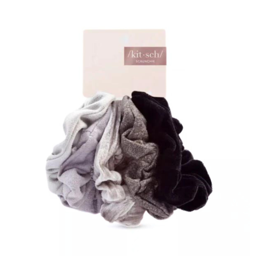 Velvet Scrunchies - Black/Gray